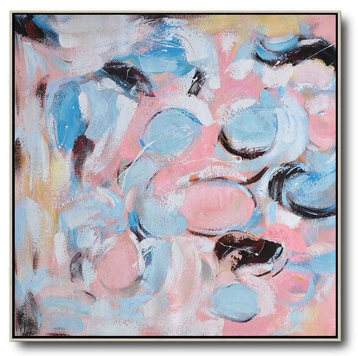 Extra Large Painting,Oversized Contemporary Art,Hand-Painted Contemporary Art,Blue,Pink,White.etc